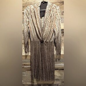 Vintage Made in Italy 70s Elle midi wrap dress boho print flowy retro glam M/L